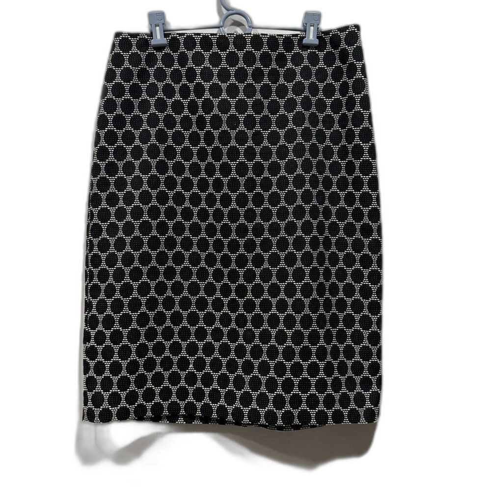 Coldwater Creek Pencil Skirt Black White Polka Dot Textured Office Women 14